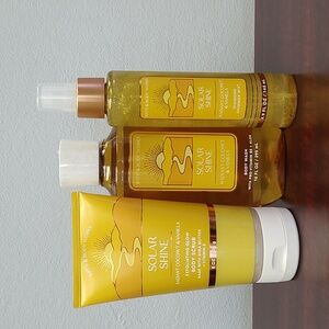 Bath & Body Works SOLAR SHINE Body Wash Exfoliating Scrub & Diamond Shimmer Set